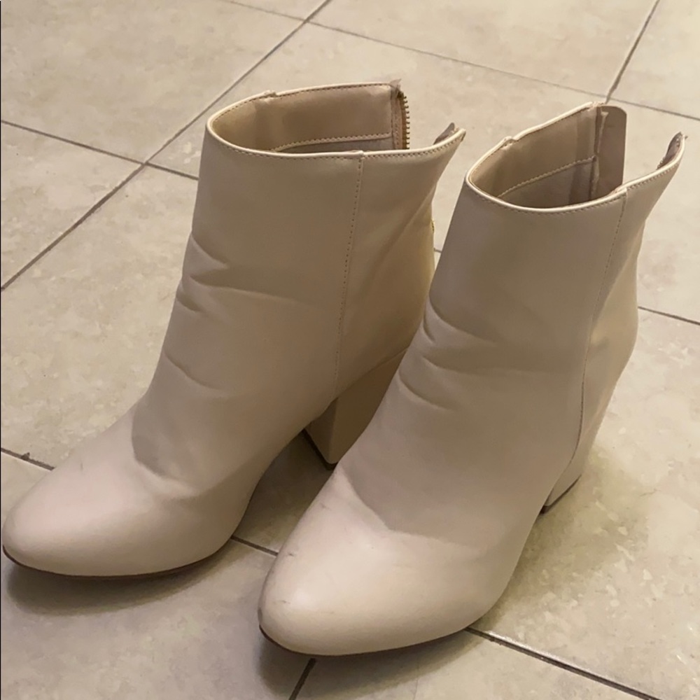 Cream color high heel boots